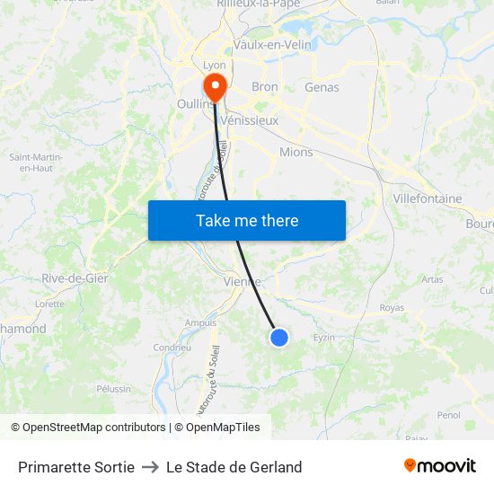 Primarette Sortie to Le Stade de Gerland map