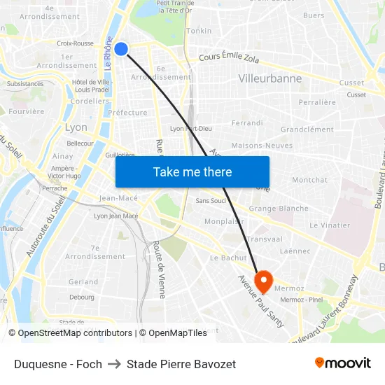 Duquesne - Foch to Stade Pierre Bavozet map