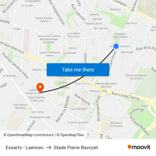 Essarts - Laennec to Stade Pierre Bavozet map