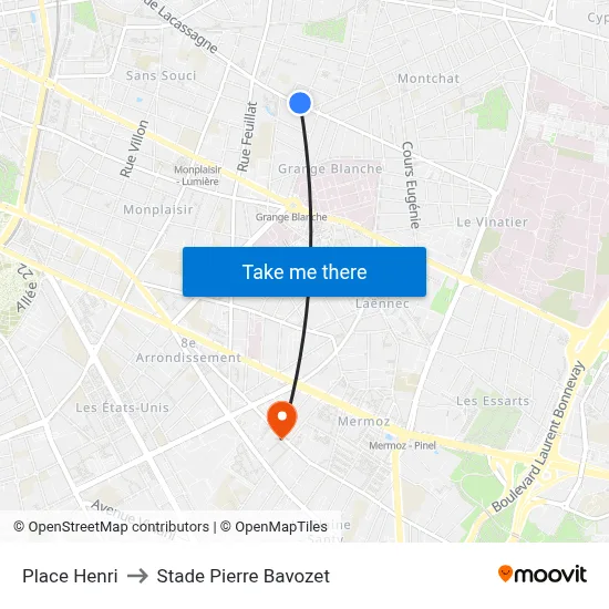 Place Henri to Stade Pierre Bavozet map
