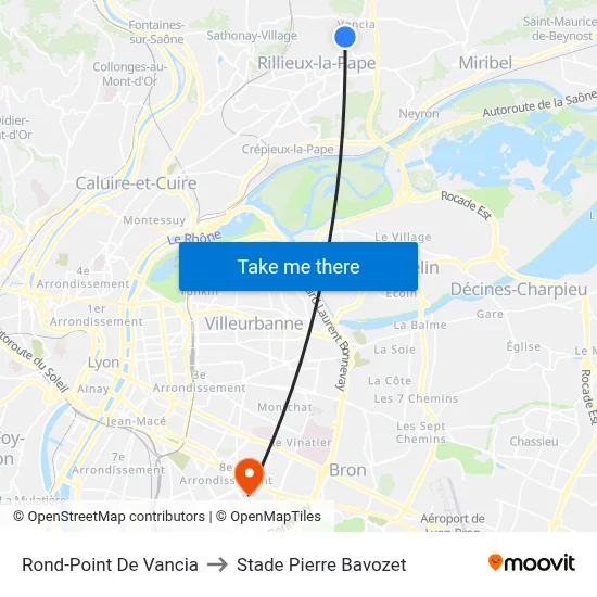 Rond-Point De Vancia to Stade Pierre Bavozet map