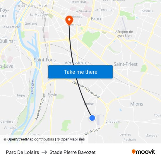 Parc De Loisirs to Stade Pierre Bavozet map