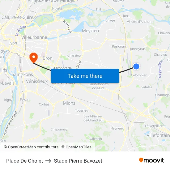 Place De Cholet to Stade Pierre Bavozet map