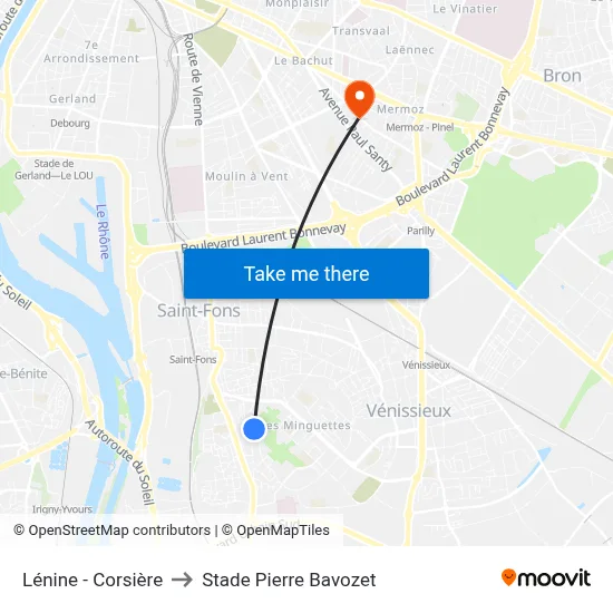 Lénine - Corsière to Stade Pierre Bavozet map