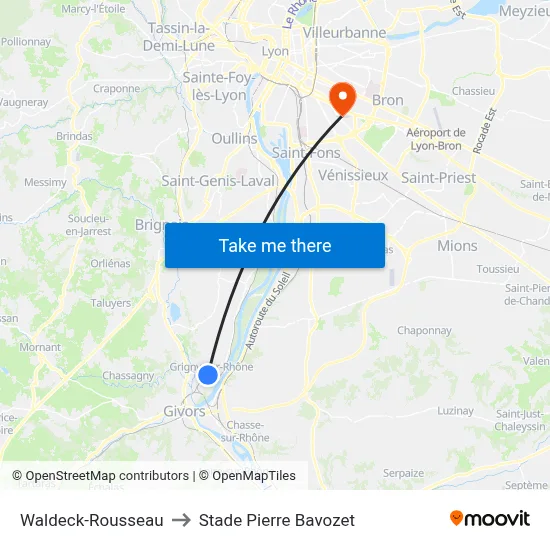 Waldeck-Rousseau to Stade Pierre Bavozet map