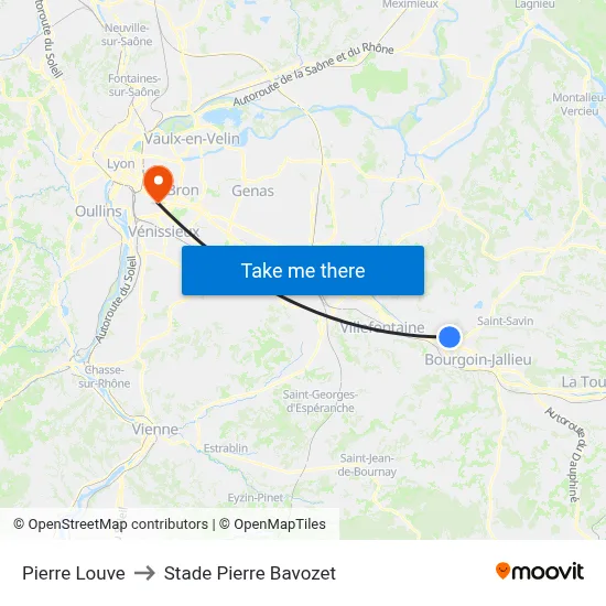 Pierre Louve to Stade Pierre Bavozet map