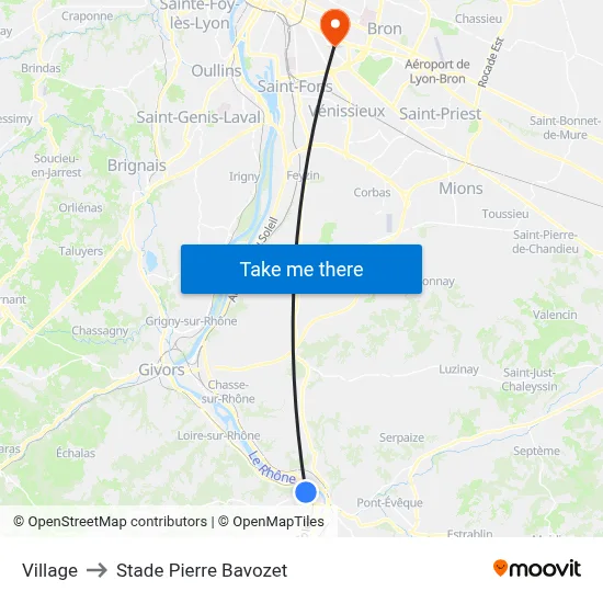 Village to Stade Pierre Bavozet map