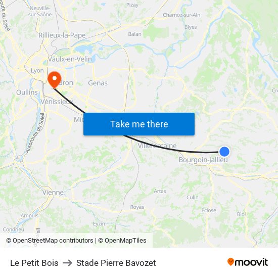 Le Petit Bois to Stade Pierre Bavozet map