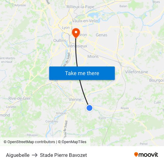 Aiguebelle to Stade Pierre Bavozet map
