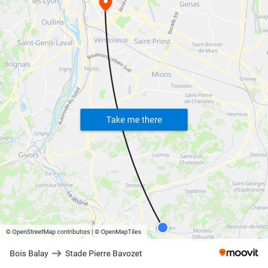 Bois Balay to Stade Pierre Bavozet map