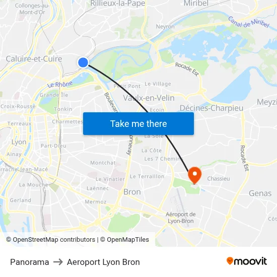 Panorama to Aeroport Lyon Bron map