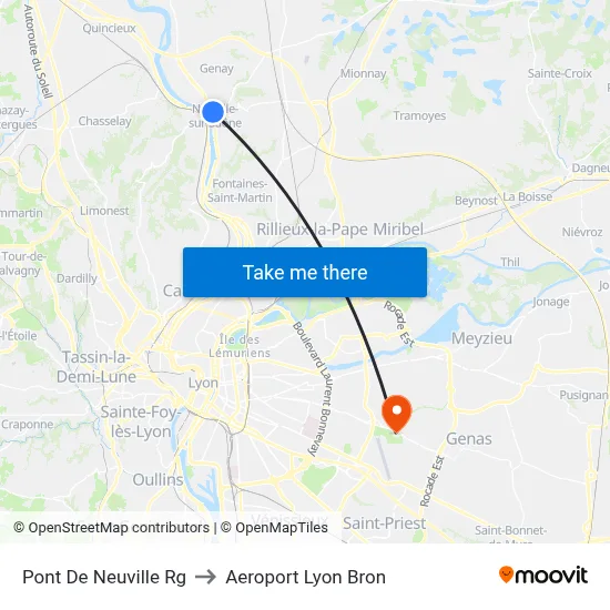 Pont De Neuville Rg to Aeroport Lyon Bron map