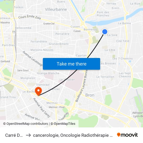 Carré De Soie to cancerologie, Oncologie Radiothérapie Dr Vincent Mammar map