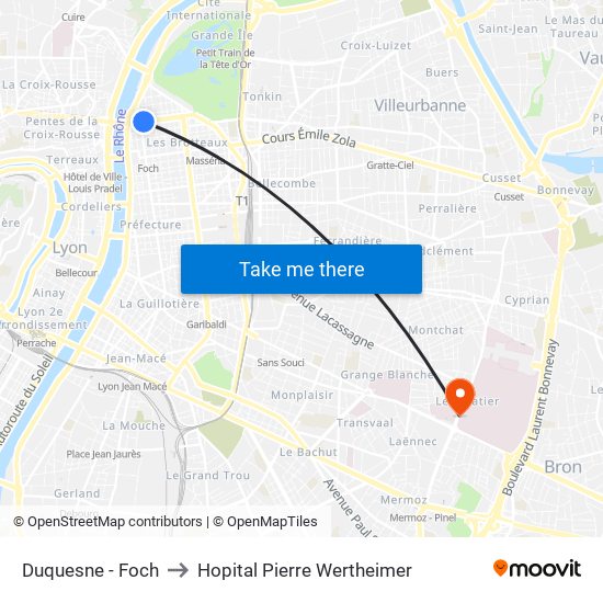 Duquesne - Foch to Hopital Pierre Wertheimer map