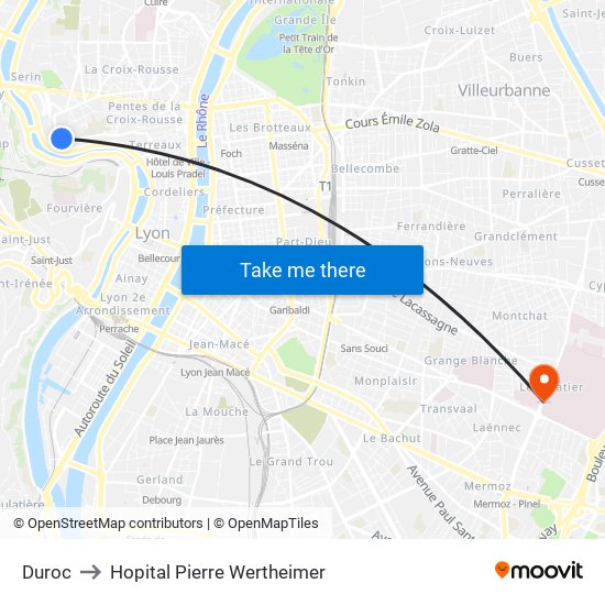 Duroc to Hopital Pierre Wertheimer map
