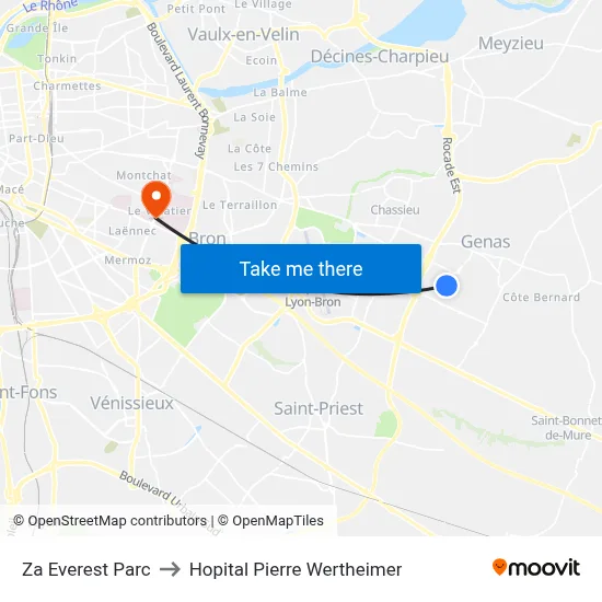 Za Everest Parc to Hopital Pierre Wertheimer map