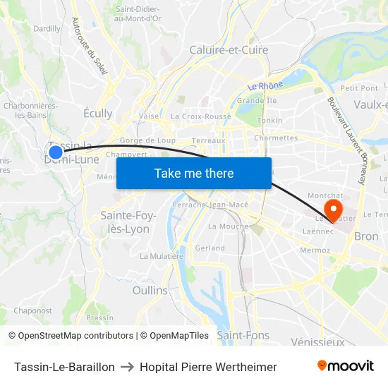 Tassin-Le-Baraillon to Hopital Pierre Wertheimer map