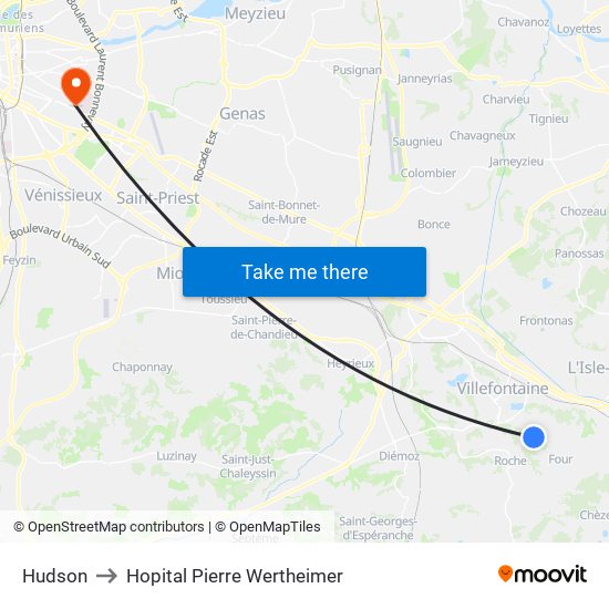 Hudson to Hopital Pierre Wertheimer map
