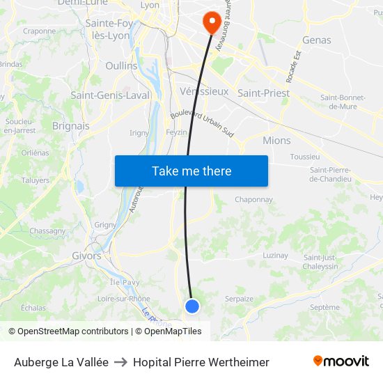 Auberge La Vallée to Hopital Pierre Wertheimer map