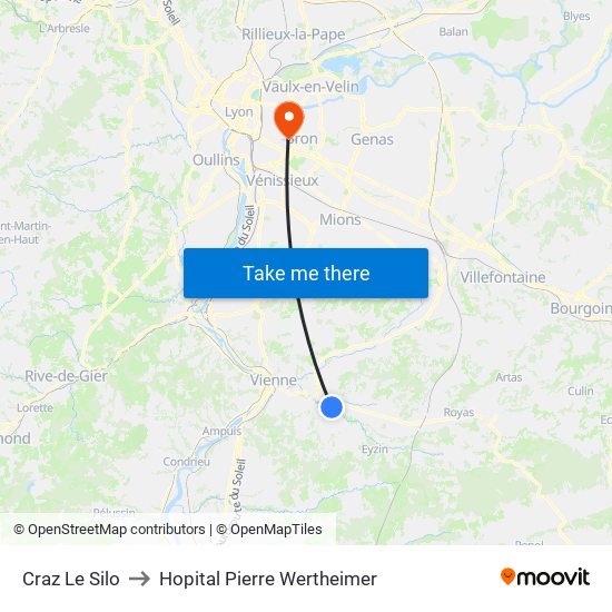 Craz Le Silo to Hopital Pierre Wertheimer map