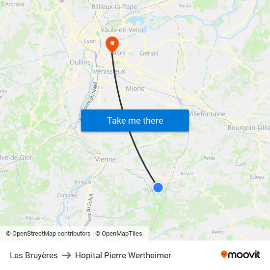 Les Bruyères to Hopital Pierre Wertheimer map