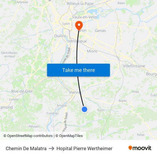 Chemin De Malatra to Hopital Pierre Wertheimer map