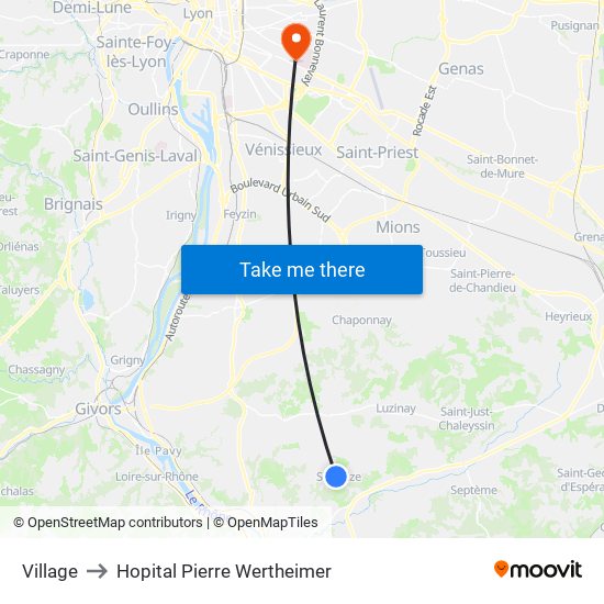 Village to Hopital Pierre Wertheimer map