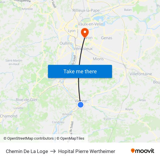 Chemin De La Loge to Hopital Pierre Wertheimer map