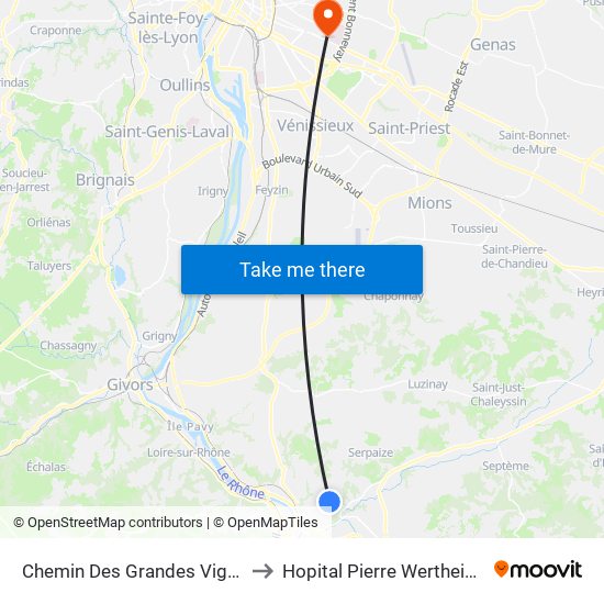 Chemin Des Grandes Vignes to Hopital Pierre Wertheimer map