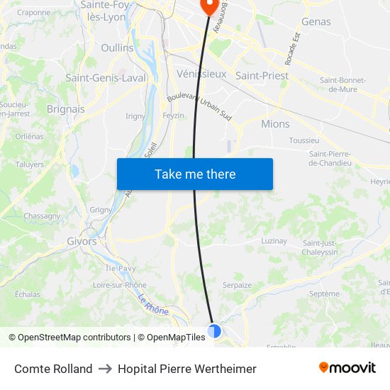 Comte Rolland to Hopital Pierre Wertheimer map