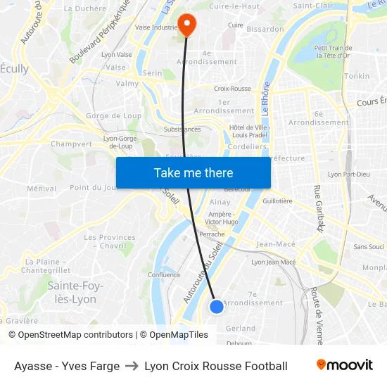 Ayasse - Yves Farge to Lyon Croix Rousse Football map