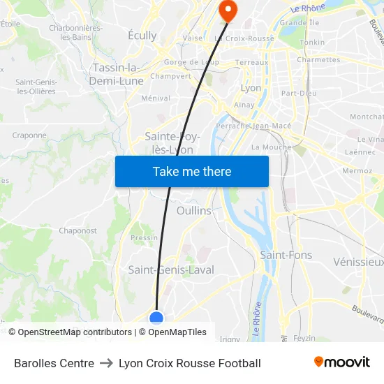 Barolles Centre to Lyon Croix Rousse Football map