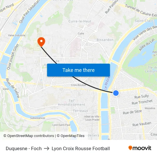 Duquesne - Foch to Lyon Croix Rousse Football map
