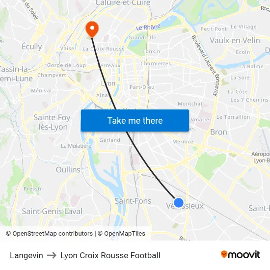 Langevin to Lyon Croix Rousse Football map