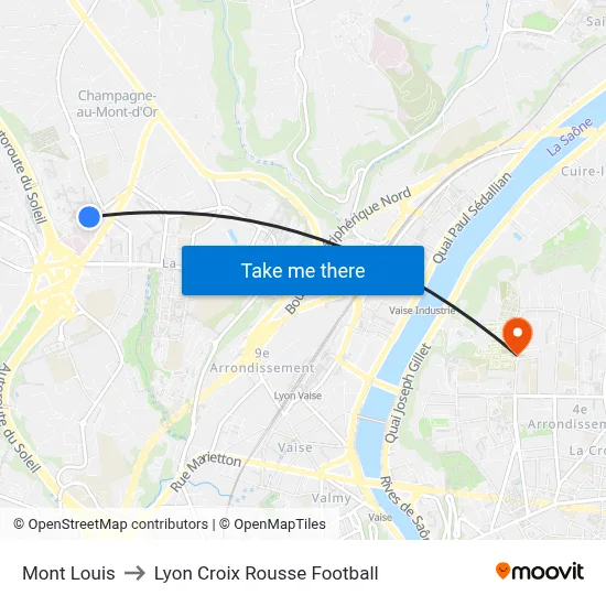 Mont Louis to Lyon Croix Rousse Football map