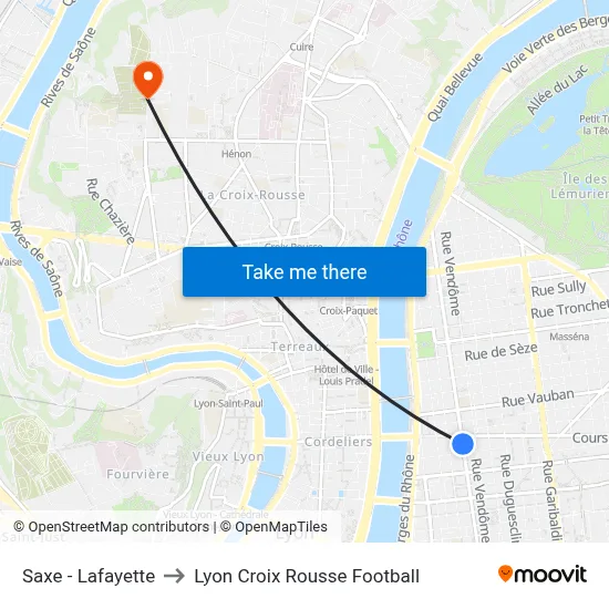 Saxe - Lafayette to Lyon Croix Rousse Football map