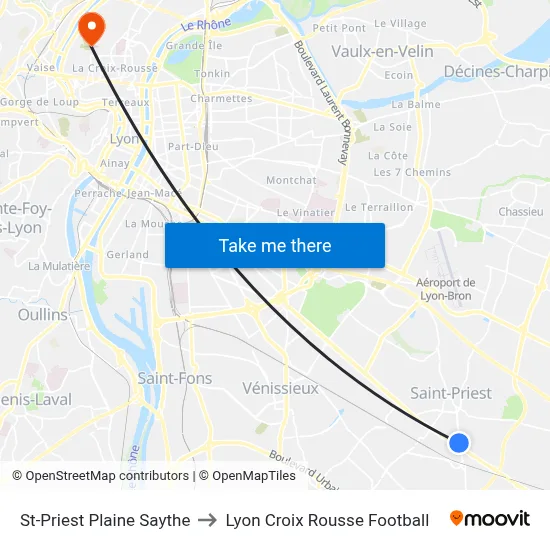 St-Priest Plaine Saythe to Lyon Croix Rousse Football map