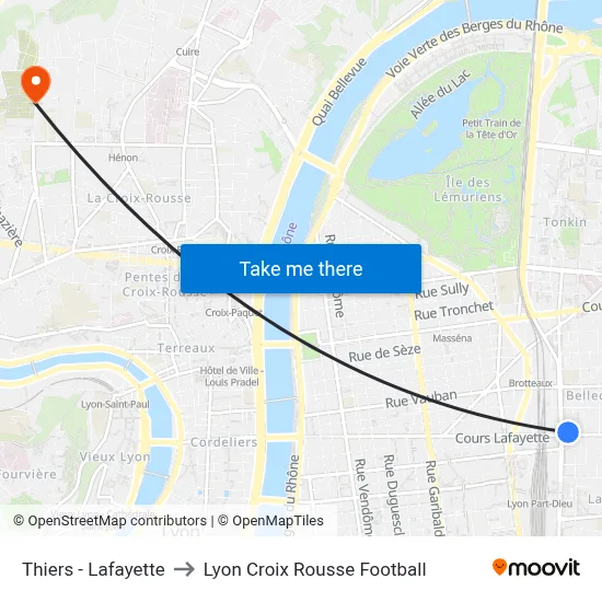 Thiers - Lafayette to Lyon Croix Rousse Football map