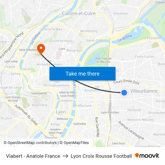 Viabert - Anatole France to Lyon Croix Rousse Football map