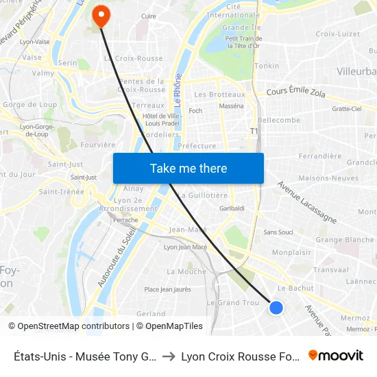 États-Unis - Musée Tony Garnier to Lyon Croix Rousse Football map