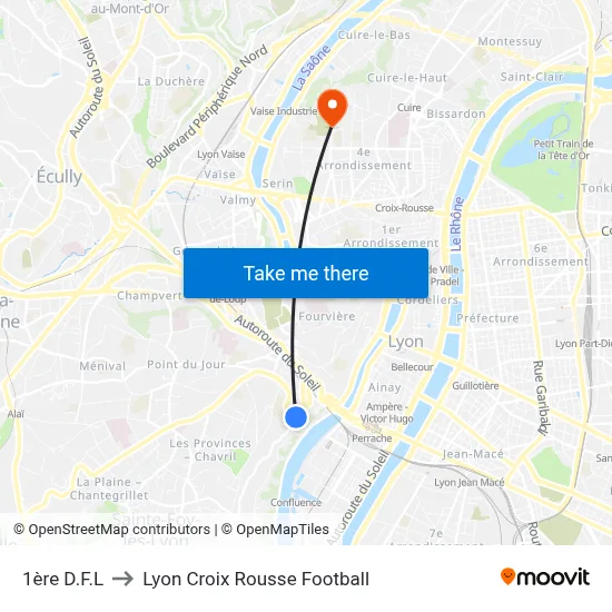 1ère D.F.L to Lyon Croix Rousse Football map