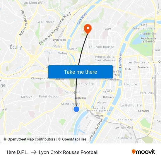 1ère D.F.L. to Lyon Croix Rousse Football map