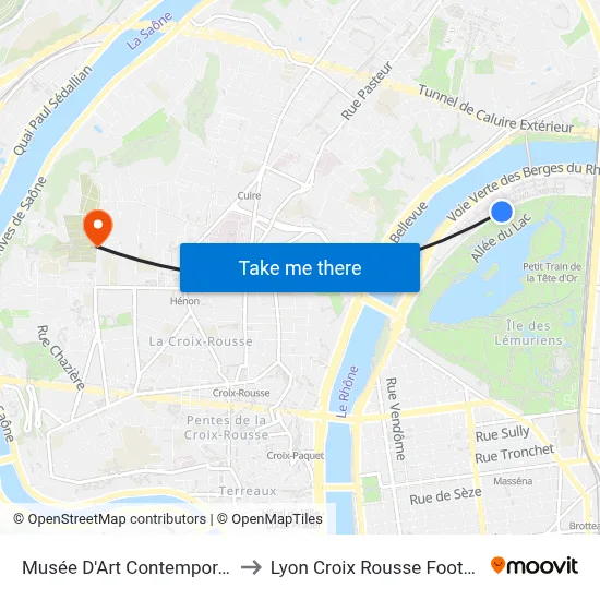 Musée D'Art Contemporain to Lyon Croix Rousse Football map