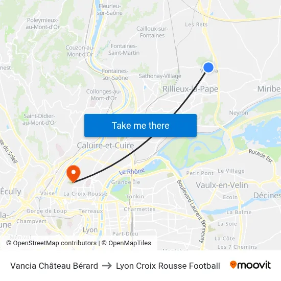 Vancia Château Bérard to Lyon Croix Rousse Football map