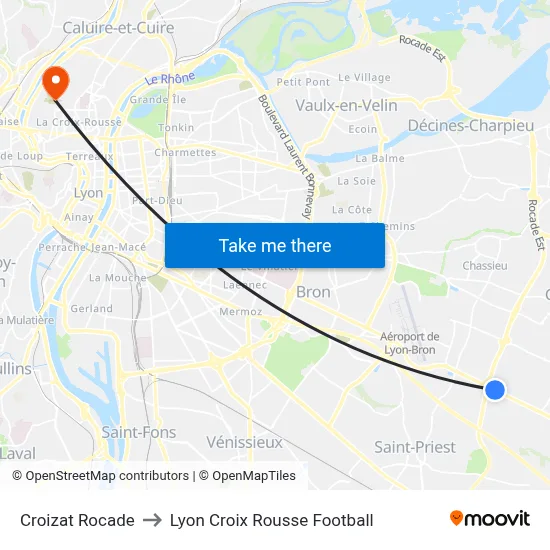 Croizat Rocade to Lyon Croix Rousse Football map