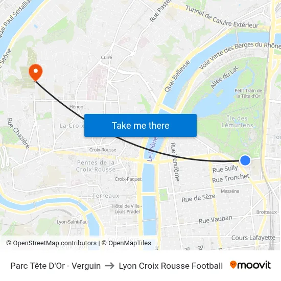 Parc Tête D'Or - Verguin to Lyon Croix Rousse Football map