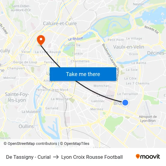 De Tassigny - Curial to Lyon Croix Rousse Football map