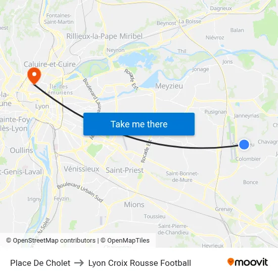 Place De Cholet to Lyon Croix Rousse Football map
