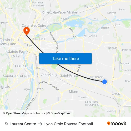 St-Laurent Centre to Lyon Croix Rousse Football map