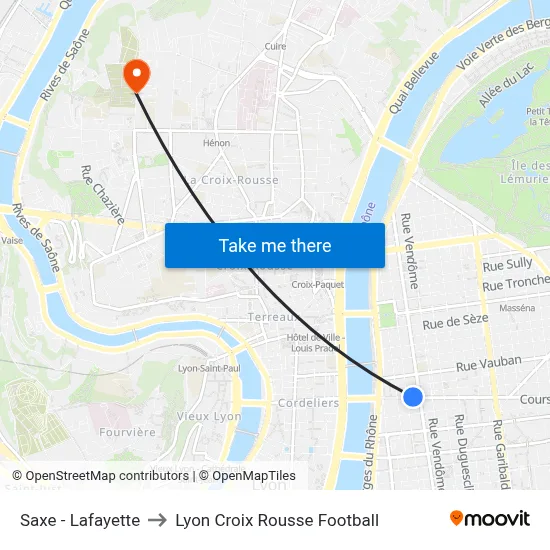 Saxe - Lafayette to Lyon Croix Rousse Football map